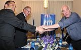Uri Ariel of the Jewish Home party seen with  Likud representatives at coalition talks meeting earlier in the month (photo credit: Gideon Markowicz/Flash90)