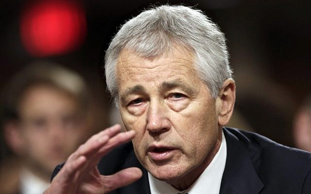 Former Nebraska Republican Senator Chuck Hagel, President Obama's choice for defense secretary, testifies before the Senate Armed Services Committee during his confirmation hearing, on Capitol Hill in Washington on January 31. (photo credit: AP Photo/J. Scott Applewhite) Former Nebraska Republican Senator Chuck Hagel, President Obama's choice for defense secretary, testifies before the Senate Armed Services Committee during his confirmation hearing, on Capitol Hill in Washington on January 31. (photo credit: AP Photo/J. Scott Applewhite)