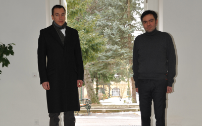 Managing director Alex Zirkler, left, pictured with administrator Julius Dem, has watched as the Lauder Business School has expanded from seven to more than 250 students. (Cnaan Liphshiz/JTA)
