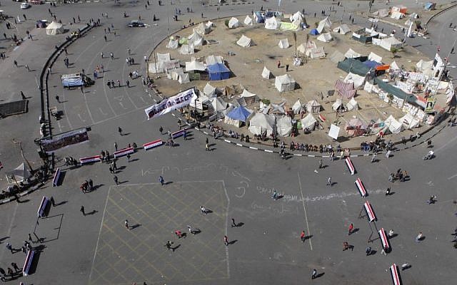 Egyptians at Tahrir Square, February 11 (photo credit: Amr Nabil/Flash90)