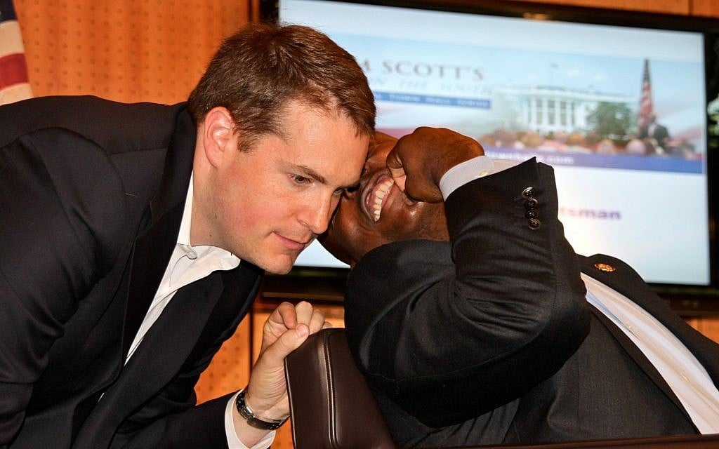 Nick Muzin, left, and Tim Scott bonded over their shared religious devotion. (Photo by Kay Fekete, courtesy of Nick Muzin via JTA) Nick Muzin, left, and Tim Scott bonded over their shared religious devotion. (Photo by Kay Fekete, courtesy of Nick Muzin via JTA)