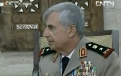 Syrian Chief of Staff General Ali Abdullah Ayoub (photo credit: image capture from YouTube video uploaded by GoUTube123)