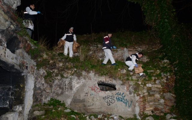 Police forensics search for missing New York City woman Sarai Sierra near the remnants of some ancient city walls in low-income district of Sarayburnu in Istanbul, Turkey, late Saturday, Feb. 2 (photo credit: AP) Police forensics search for missing New York City woman Sarai Sierra near the remnants of some ancient city walls in low-income district of Sarayburnu in Istanbul, Turkey, late Saturday, Feb. 2 (photo credit: AP)