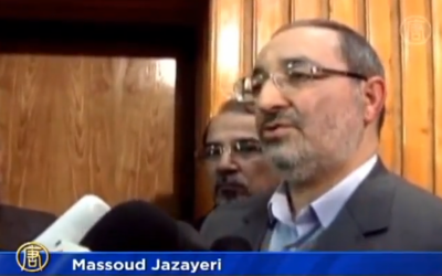 Iranian Brig. Gen Masoud Jazayeri (photo credit: image capture from YouTube video uploaded by NTDSpanish) Iranian Brig. Gen Masoud Jazayeri (photo credit: image capture from YouTube video uploaded by NTDSpanish)