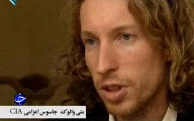 Suspected CIA spy Matej Valuch speaks on Iranian television (photo credit: image capture: YouTube)