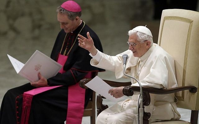 Pope Benedict XVI reads a message during his weekly general audience in the Paul VI Hall at the Vatican, Wednesday Feb. 13, 2013 (AP Photo/Alessandra Tarantino) Pope Benedict XVI reads a message during his weekly general audience in the Paul VI Hall at the Vatican, Wednesday Feb. 13, 2013 (AP Photo/Alessandra Tarantino)