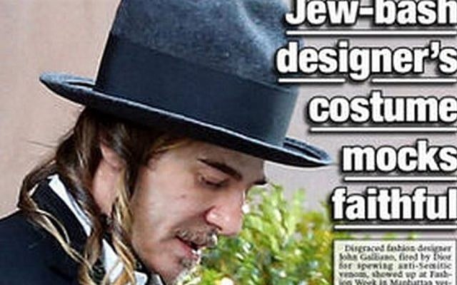 A details from the cover of a New York Post, featuring John Galliano in Hassidic-looking garb. The publication called him a 'schmuck.' A details from the cover of a New York Post, featuring John Galliano in Hassidic-looking garb. The publication called him a 'schmuck.'