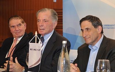 Itamar Rabinovich, center, speaking at the Conference of Presidents of Major American Jewish Organizations, Feb 12, 2012 (photo credit: Avi Hayun)
