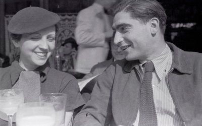 Capa, with Taro in Paris in 1936, never recovered from her death in Spain. (Estate of Fred Stein - International Center of Photography)
