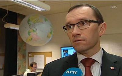 Norwegian Foreign Minister Espen Barth Eide, seen here in November 2012. (screen capture: Youtube/NRKalfatest) Norwegian Foreign Minister Espen Barth Eide, seen here in November 2012. (screen capture: Youtube/NRKalfatest)