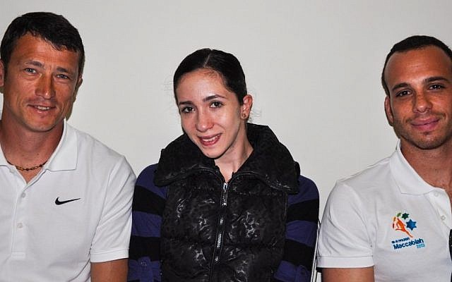 Israel's top athletes, from left: Aleksander Averbukh (pole vault), Neta Rivkin (rhythmic gymastics), and Itai Chammah (swimming). All three have represented Israel at the Olympics and are partaking in the Maccabiah Games this summer. (photo credit: Michal Shmulovich/Times of Israel) Israel's top athletes, from left: Aleksander Averbukh (pole vault), Neta Rivkin (rhythmic gymastics), and Itai Chammah (swimming). All three have represented Israel at the Olympics and are partaking in the Maccabiah Games this summer. (photo credit: Michal Shmulovich/Times of Israel)