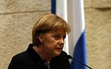 German Chancellor Angela Merkel adresses the Knesset on March 18, 2008. (photo credit: Yossi Zamir/Flash90)