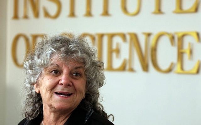 Israeli Nobel Prize winner Ada Yonath, who is also a professor at the Weizmann Institute of Science, at a press conference in Rehovot (Photo credit: FLASH90)