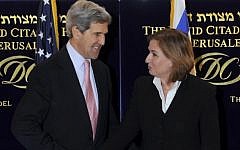 John Kerry and Tzipi Livni in Jerusalem in March 2013. (photo credit: Matty Stern/US Embassy/Flash90)