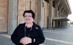 Former Kadima MK Marina Solodkin, who died in Latvia on Saturday, poses for a photo outside the Knesset building in 2010. (photo credit: Nati Shohat/Flash90)