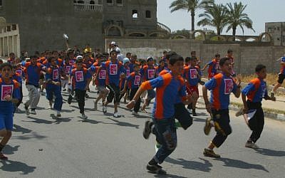 Illustrative photo of Palestinian youths racing during a 2010 festival in Khan Younis, southern Gaza Strip (photo credit: Abed Rahim Khatib/Flash90)