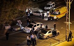 The crime scene in Kiryat Ata, where the suspected killer took his own life. (photo credit: Avishay Shaar Yashuv/Flash90)
