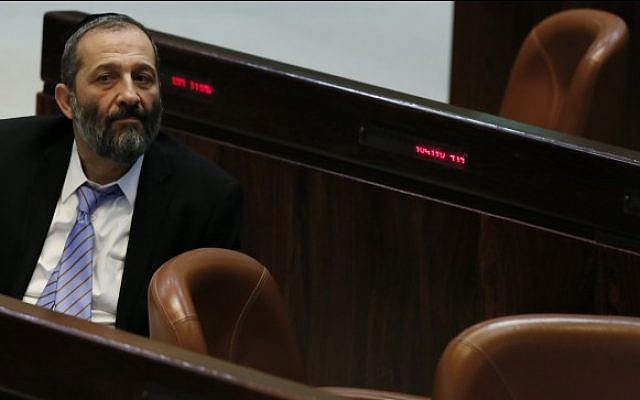 MK Aryeh Deri (Shas) seen during an assembly session in the plenum hall at the Knesset, March, 2013. (photo credit: Miriam Alster/FLASH90) MK Aryeh Deri (Shas) seen during an assembly session in the plenum hall at the Knesset, March, 2013. (photo credit: Miriam Alster/FLASH90)