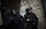 Illustrative photo of Border Police entering the Temple Mount to quell a riot. (photo credit: Yonatan Sindel/Flash90)