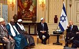 Israeli President Shimon Peres meets in Paris with Muslim Imams on Sunday. (photo credit: Moshe Milner/ GPO/Flash90)