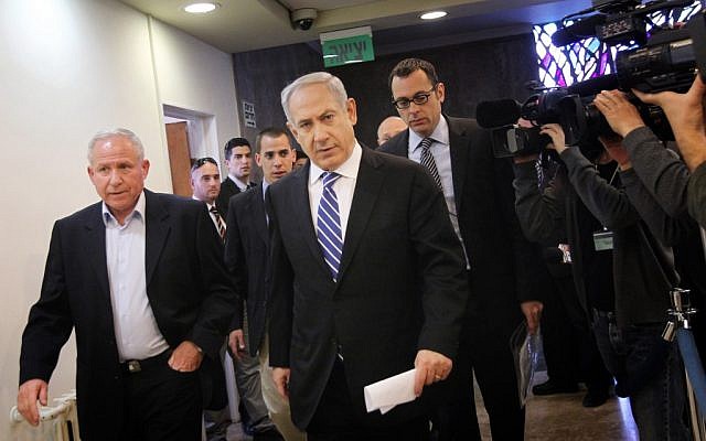 Benjamin Netanyahu (center), arriving at a cabinet meeting in March. (photo credit: Miriam Alster/Flash90) Benjamin Netanyahu (center), arriving at a cabinet meeting in March. (photo credit: Miriam Alster/Flash90)