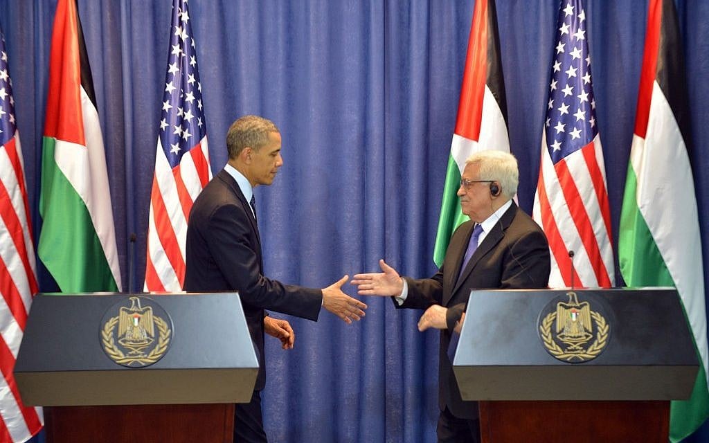 US President Barack Obama and Palestinian Authority President Mahmoud Abbas during a joint press conference in Ramallah in March 2013. (photo credit: Issam Rimawi/Flash90). US President Barack Obama and Palestinian Authority President Mahmoud Abbas during a joint press conference in Ramallah in March 2013. (photo credit: Issam Rimawi/Flash90).