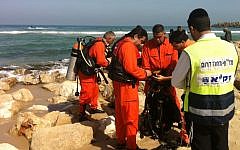 Illustrative photo of rescue and medical personnel at an Israeli beach (photo credit:  ZAKA/Flash90)