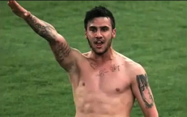 Giorgos Katidis salutes (photo credit: YouTube screenshot)