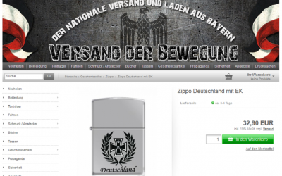 Zippo will no longer produce lighters with the iron cross and other images that have been adopted by German extremists. (Versand der Bewegung screenshot)