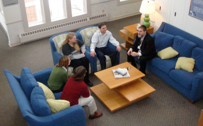 Lipsker speaks to visitors at the Caron Treatment Center for Substance Abuse and Chemical Addiction. (Courtesy of Rabbi Yosef Lipsker via JTA)