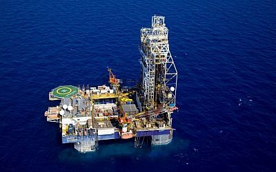 The Tamar Lease natural gas rig, located 90 kilometers west of the city of Haifa, northern Israel. (photo credit: AP/Albatross Aerial Perspective)