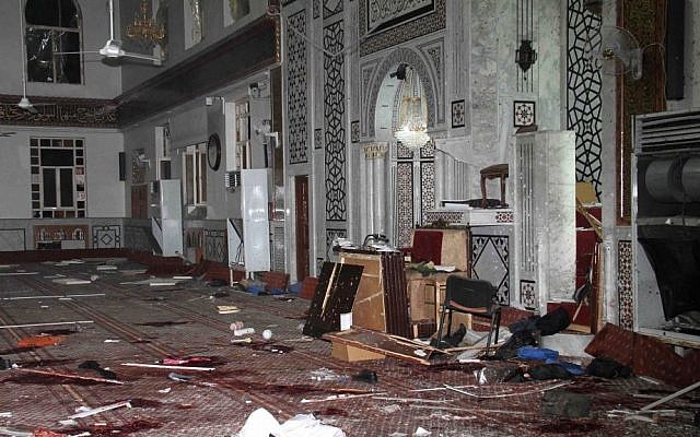 Illustrative photo of the Eman Mosque in Damascus, destroyed by a suicide bomber in March, 2013  (photo credit: AP/SANA)