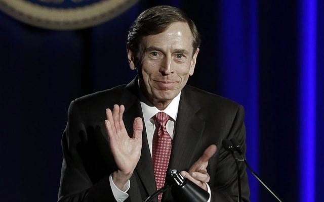 Former CIA chief David H. Petraeus speaks at the annual dinner for veterans and ROTC students at the University of Southern California, in downtown Los Angeles Tuesday, March 26 (photo credit: AP/Reed Saxon) Former CIA chief David H. Petraeus speaks at the annual dinner for veterans and ROTC students at the University of Southern California, in downtown Los Angeles Tuesday, March 26 (photo credit: AP/Reed Saxon)