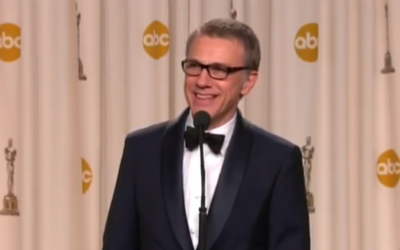 Christoph Waltz being interviewed after his Oscar win last month. (photo credit: YouTube screenshot)