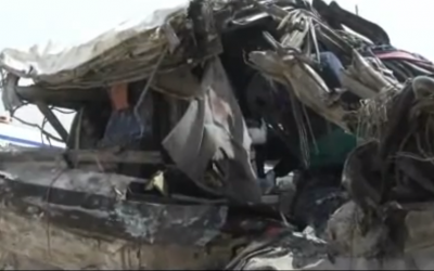Scene of the Jordan bus crash, March 16 (photo credit: YouTube screenshot)