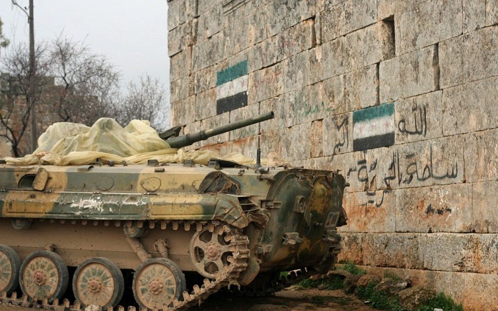 Free Syrian Army tank near the Turkish border (photo: Eliyahu Kamisher)