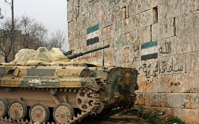 Free Syrian Army tank near the Turkish border (photo: Eliyahu Kamisher)
