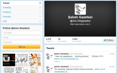 Several thousand followers read Salom's Ladino Twitter feed. (Screenshot)