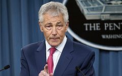 US Defense Secretary Chuck Hagel speaks during a news conference at the Pentagon, March 16, 2013 (photo credit: AP Photo/Cliff Owen)