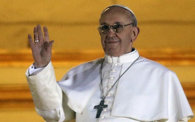 Pope Francis I waves to the crowd from the central balcony of St. Peter's Basilica at the Vatican, Wednesday, March 13, 2013. (photo credit:AP/Gregorio Borgia) Pope Francis I waves to the crowd from the central balcony of St. Peter's Basilica at the Vatican, Wednesday, March 13, 2013. (photo credit:AP/Gregorio Borgia)