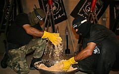 Illustrative. Palestinians manufacture explosives, mortars and rockets. (Ashraf Amra/propaimages/Flash90)
