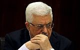 Palestinian Authority President Mahmoud Abbas at the Executive Committee of the PLO in Ramallah, in January (photo credit: Issam Rimawi/Flash90)