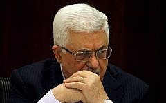Palestinian Authority President Mahmoud Abbas at the Executive Committee of the PLO in Ramallah, in January (photo credit: Issam Rimawi/Flash90)