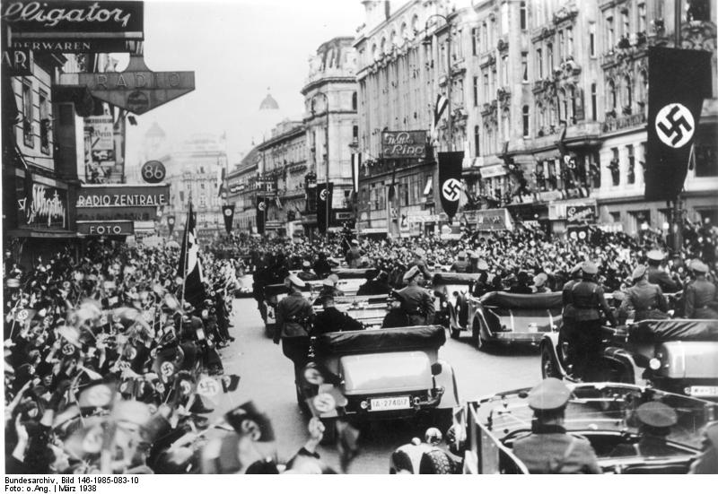 Cheering crowds in Austria welcoming Hitler in 1938. (photo credit: CC BY-SA German Federal Archives. Wikimedia commons) Cheering crowds in Austria welcoming Hitler in 1938. (photo credit: CC BY-SA German Federal Archives. Wikimedia commons)