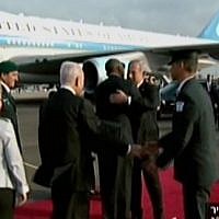 President Barack Obama hugs Prime Minister Benjamin Netanyahu, before he leaves Israel on Friday (photo credit: Channel 2 screenshot)