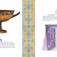 Elijah and his cup are brought into the seder earlier in The Bronfman Haggadah (Courtesy The Bronfman Haggadah)
