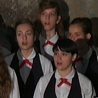 A children's choir sings at Yad Vashem as President Obama visits (photo credit: Channel 2 screenshot)