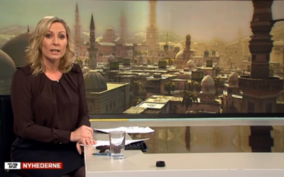 Danish channel TV2  has admitted it mistakenly used an image from the computer game Assassin's Creed. to illustrate a news report about Syria. (photo credit: screen capture, nyhederne.tv2.dk)