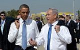 US President Barack Obama and Prime Minister Benjamin Netanyahu go informal at Ben Gurion Airport, March 22, 2013 (photo credit: Avi Ohayon/GPO/Flash90)