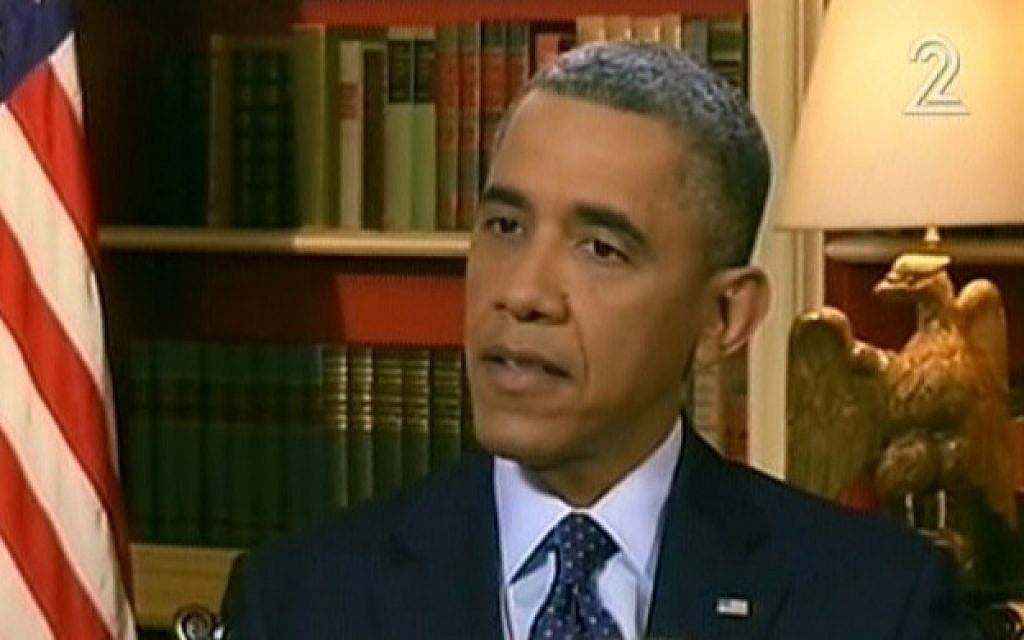 US President Barack Obama is interviewed on Channel 2 News, Thursday, March 14 (photo credit: image capture Channel 2)